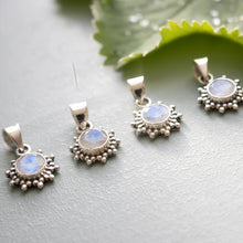Load image into Gallery viewer, Handmade 925 Sliver Small Sun Rainbow Moonstone Necklace