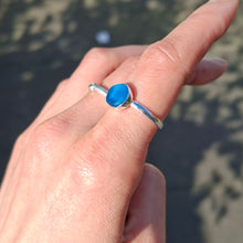 Load image into Gallery viewer, Handmade 925 Silver Genuine Cobalt Blue Sea Glass Ring