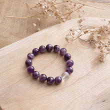 Load image into Gallery viewer, Natural Uruguayan Amethyst Beaded Elastic Bracelet