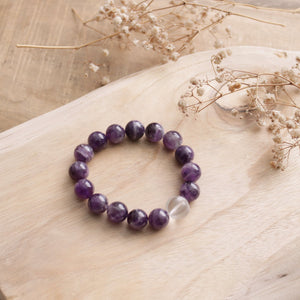 Natural Uruguayan Amethyst Beaded Elastic Bracelet