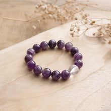 Load image into Gallery viewer, Natural Uruguayan Amethyst Beaded Elastic Bracelet