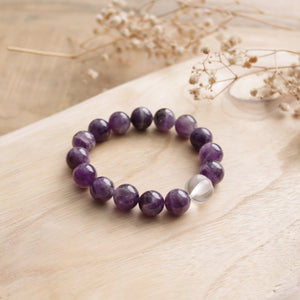 Natural Uruguayan Amethyst Beaded Elastic Bracelet