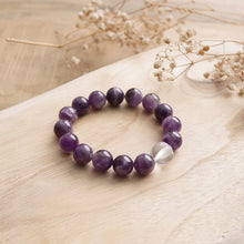 Load image into Gallery viewer, Natural Uruguayan Amethyst Beaded Elastic Bracelet