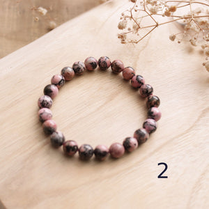 Natural Rhodonite Beaded Elastic Bracelet