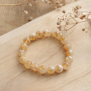 Natural Honey Milk Foam Yellow Citrine Elastic Beads Bracelet