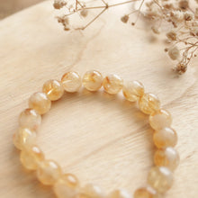 Load image into Gallery viewer, Natural Honey Milk Foam Yellow Citrine Elastic Beads Bracelet