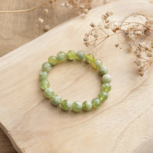Load image into Gallery viewer, Natural Green Grape Milk Foam Jade Beaded Elastic Bracelet