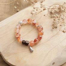 Load image into Gallery viewer, Silver Natural Fanta Petal Crystal Agarwood Beaded Elastic Bracelet