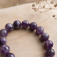 Load image into Gallery viewer, Natural Uruguayan Amethyst Beaded Elastic Bracelet