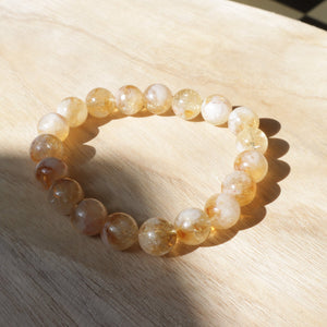 Natural Honey Milk Foam Yellow Citrine Elastic Beads Bracelet