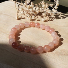 Load image into Gallery viewer, Natural Golden Silk Jade Peach Blossom Pink Bead Bracelet