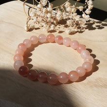Load image into Gallery viewer, Natural Golden Silk Jade Peach Blossom Pink Bead Bracelet