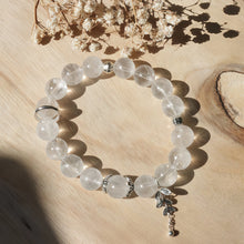 Load image into Gallery viewer, Silver Natural White Phantom Quartz Crystal Beads Elastic Bracelet