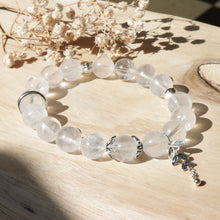 Load image into Gallery viewer, Silver Natural White Phantom Quartz Crystal Bead Elastic Bracelet