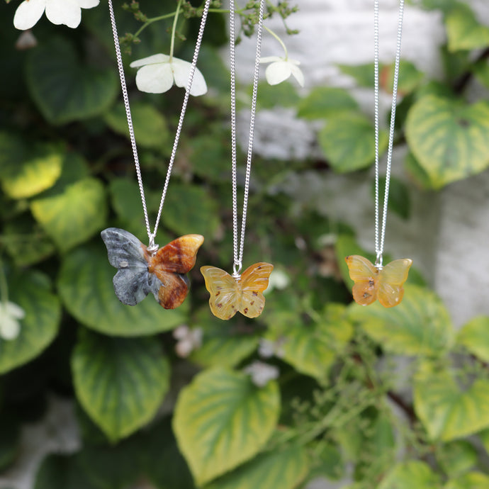 Handmade 925 Silver Genuine Jade Butterfly Necklace