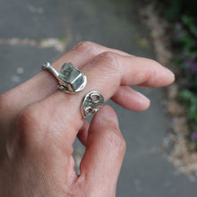 Load image into Gallery viewer, Handmade 925 Sterling Silver Natural Raw Green Crystal Stone Vintage Open Ring