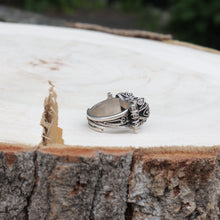 Load image into Gallery viewer, S925 Sterling Silver Natural Heart Shape Shiny Labradorite Stone Vintage Open Ring Adjustable