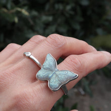 Load image into Gallery viewer, Handmade Sterling Silver Natural Shinny Butterfly Labradorite Open Ring Elegant Bohemian Vintage Style Spring