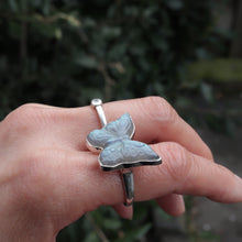 Load image into Gallery viewer, Handmade Sterling Silver Natural Shinny Butterfly Labradorite Open Ring Elegant Bohemian Vintage Style Spring