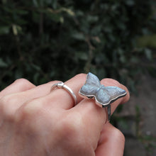 Load image into Gallery viewer, Handmade Sterling Silver Natural Shinny Butterfly Labradorite Open Ring Elegant Bohemian Vintage Style Spring