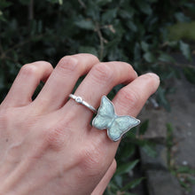 Load image into Gallery viewer, Handmade Sterling Silver Natural Shinny Butterfly Labradorite Open Ring Elegant Bohemian Vintage Style Spring