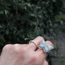 Load image into Gallery viewer, Handmade Sterling Silver Natural Shinny Butterfly Labradorite Open Ring Elegant Bohemian Vintage Style Spring