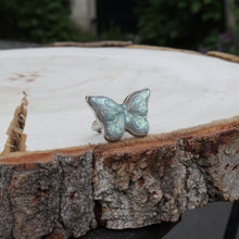 Load image into Gallery viewer, Handmade Sterling Silver Natural Shinny Butterfly Labradorite Open Ring Elegant Bohemian Vintage Style Spring