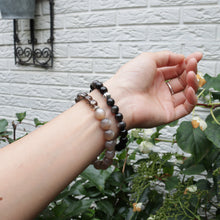 Load image into Gallery viewer, Natural Silver Obsidian Stone Black Super Seven Quartz Beaded Elastic Bracelet