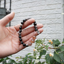 Load image into Gallery viewer, Natural Silver Obsidian Stone Black Super Seven Quartz Beaded Elastic Bracelet