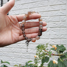 Load image into Gallery viewer, Silver Milk Tea Moonstone Smoky Quartz Black Super Seven Quartz Agarwood Bracelet