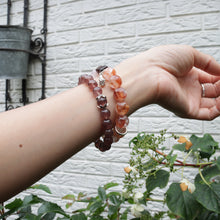 Load image into Gallery viewer, Natural Strawberry Quartz Beaded Silver Flower Bracelet