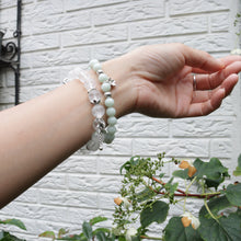 Load image into Gallery viewer, Sliver Flower Natural Light Blue Jade Beads Elastic Bracelet