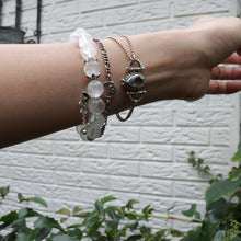Load image into Gallery viewer, Sterling Silver Faceted Teardrop Shape Clear White Crystal Bracelet Vintage Style