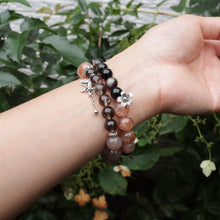 Load image into Gallery viewer, Silver Milk Tea Moonstone Smoky Quartz Black Super Seven Quartz Agarwood Bracelet