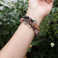 Load image into Gallery viewer, Natural Silver Obsidian Stone Black Super Seven Quartz Beaded Elastic Bracelet