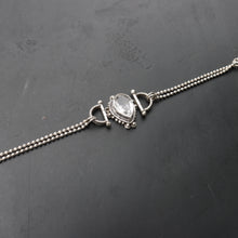 Load image into Gallery viewer, Sterling Silver Faceted Teardrop Shape Clear White Crystal Bracelet Vintage Style