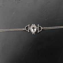 Load image into Gallery viewer, Sterling Silver Faceted Teardrop Shape Clear White Crystal Bracelet Vintage Style