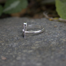 Load image into Gallery viewer, Handmade 925 Silver Genuine Pink Sea Glass Palm Tree Open Ring Vintage