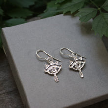 Load image into Gallery viewer, Hand-crafted S925 Sterling Silver Zelda Sheikah Eye Hook Earrings