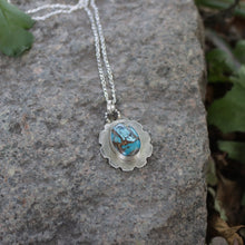 Load image into Gallery viewer, Handmade 925 Silver Flower Shape Oval Blue Copper Turquoise Necklace