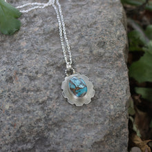 Load image into Gallery viewer, Handmade 925 Silver Flower Shape Oval Blue Copper Turquoise Necklace