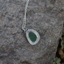 Load image into Gallery viewer, Hand-crafted 925 Silver Genuine Green Sea Glass Pendant Necklace
