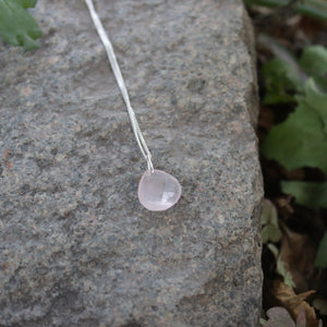 Handmade 925 Silver Faceted Natural Rose Quartz Pendant Necklace
