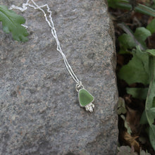 Load image into Gallery viewer, Hand-crafted Genuine Olive Green Sea Glass 925 Silver Necklace