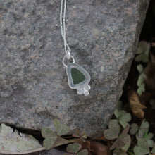 Load image into Gallery viewer, Hand-crafted Genuine Olive Green Sea Glass 925 Silver Necklace