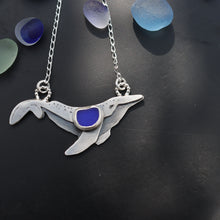 Load image into Gallery viewer, Hand-crafted Genuine Cobalt Blue Whale Sea Glass 925 Silver Necklace