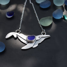 Load image into Gallery viewer, Hand-crafted Genuine Cobalt Blue Whale Sea Glass 925 Silver Necklace
