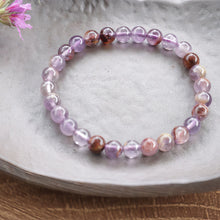 Load image into Gallery viewer, Soft Lavender Tones Natural Stone Amethyst Beaded Elastic Bracelet