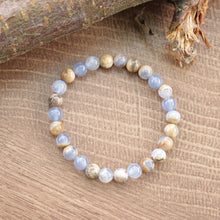 Load image into Gallery viewer, Natural Purple Blue Brown Agate Round Beaded Elastic Bracelet