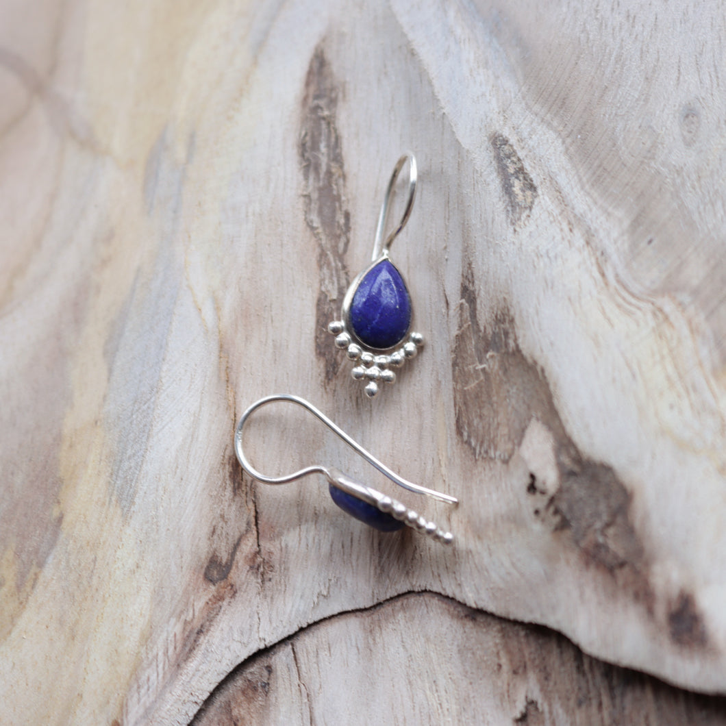 Handmade Lapis lazuli Sterling Silver Drop Earrings